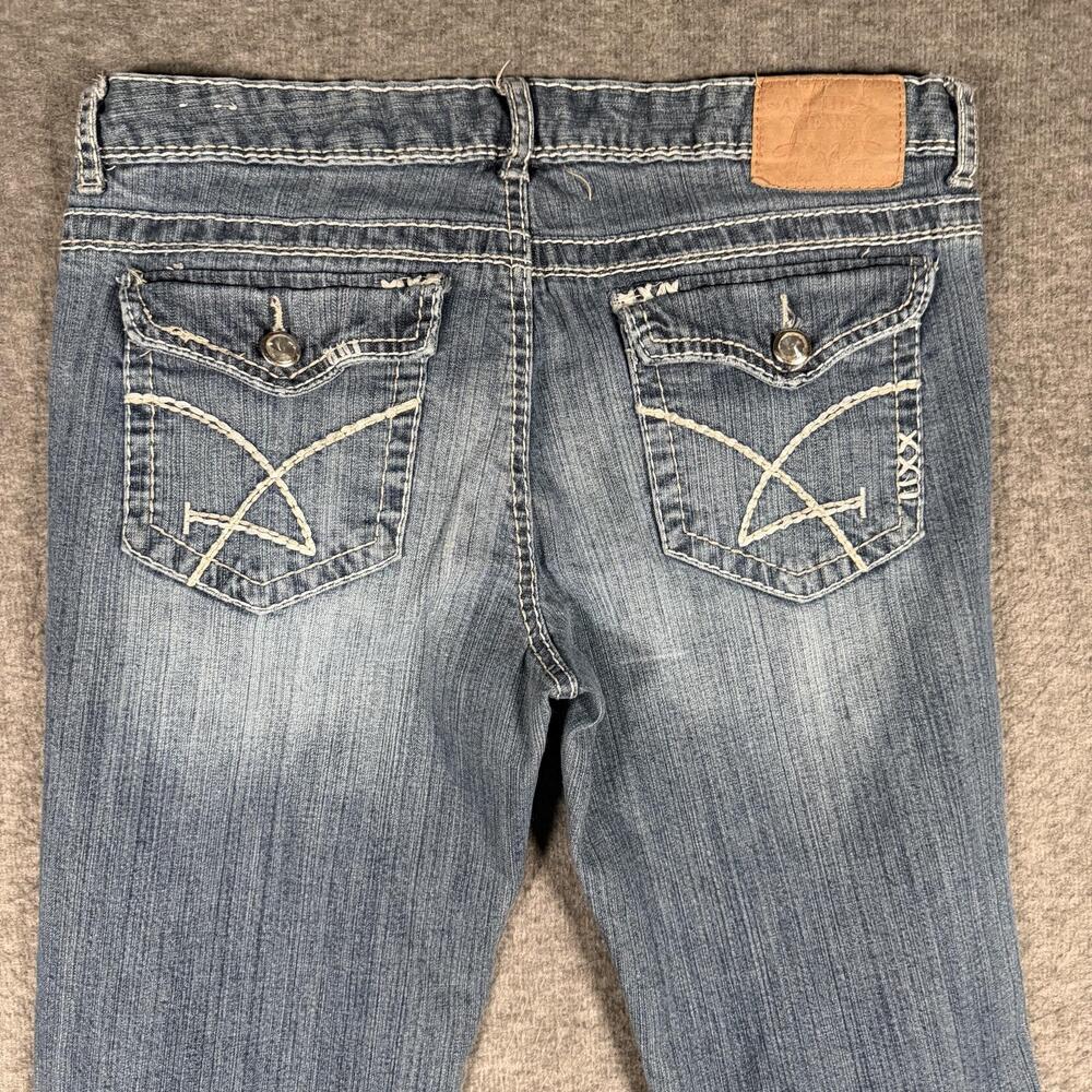 Amethyst Jeans Juniors 11 Y2K Low Rise Distressed Flare Thick Stitch Flap Pocket - Picture 3 of 9